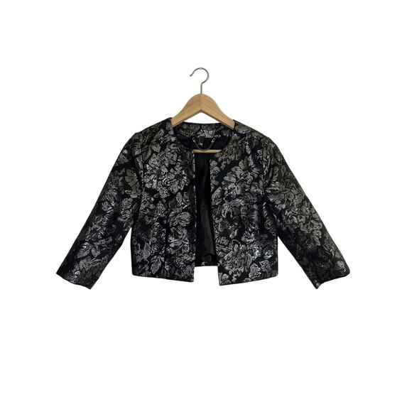 H&M Divided Metallic Floral Bolero Mini Blazer - Picture 1 of 16